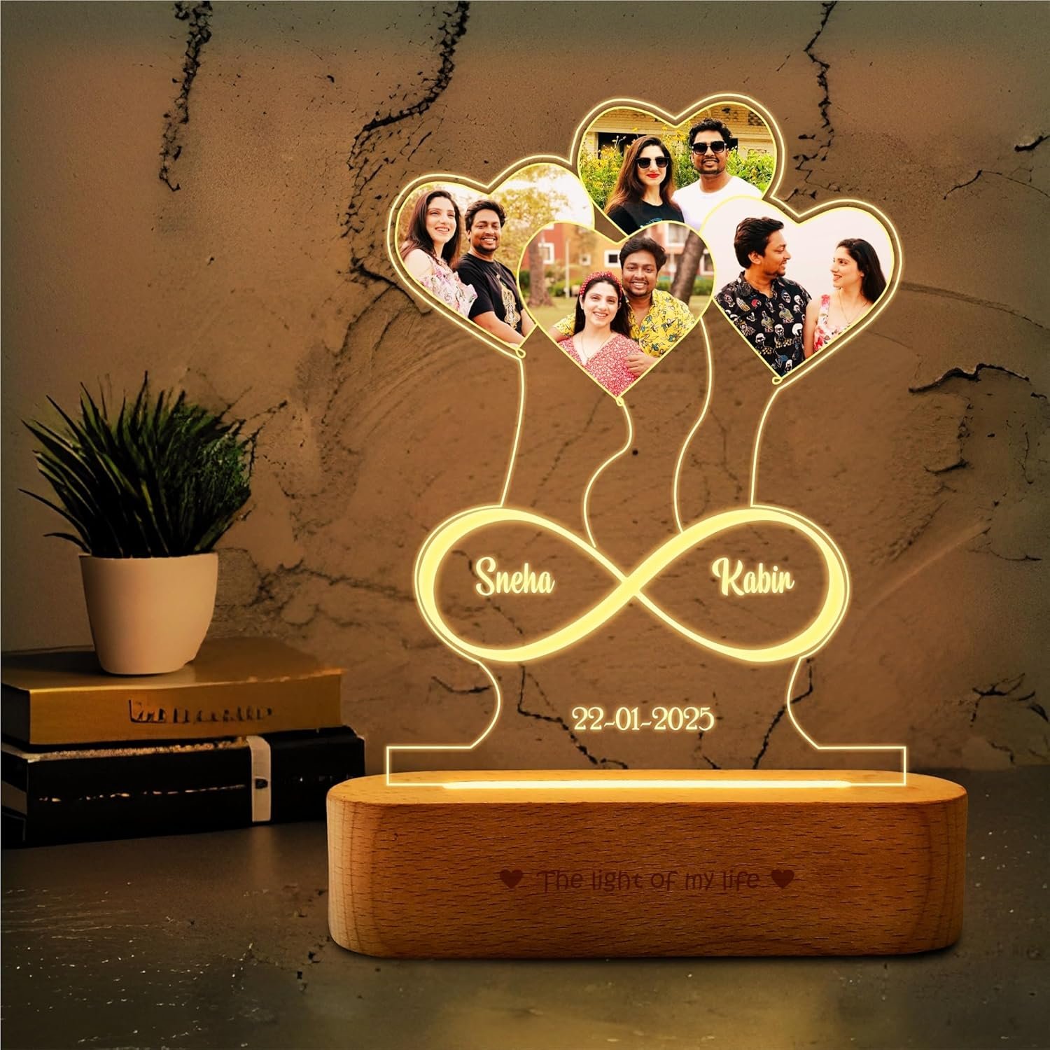 3d heart anniversary night lamp couple india